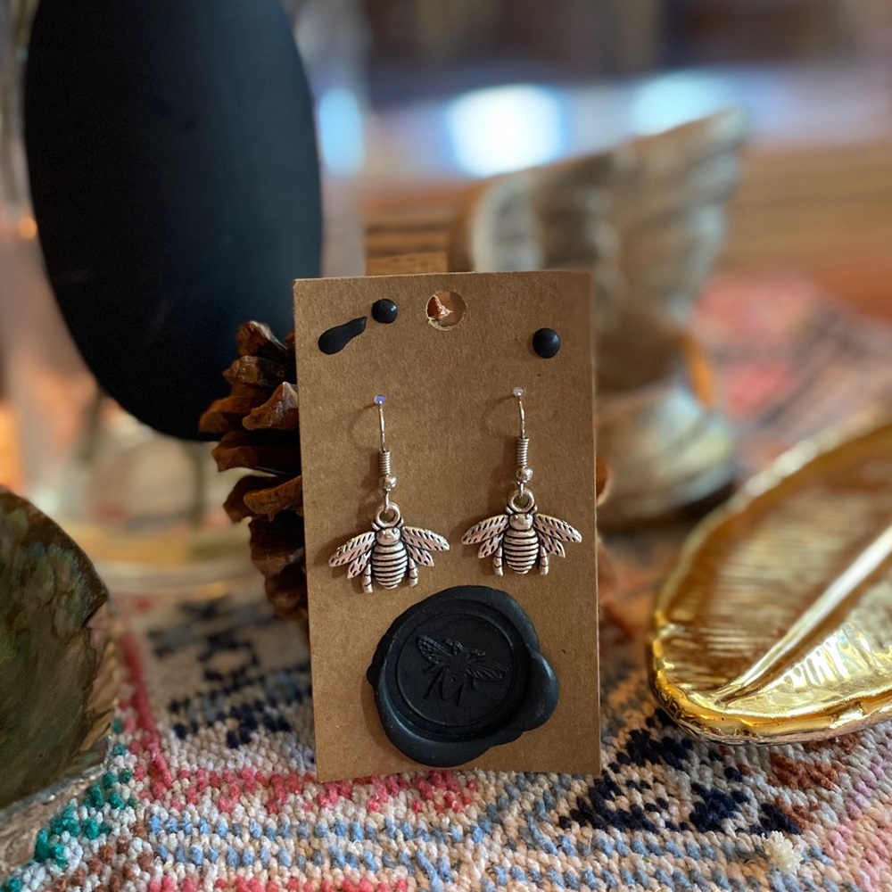 Silver .05” Bee Earrings